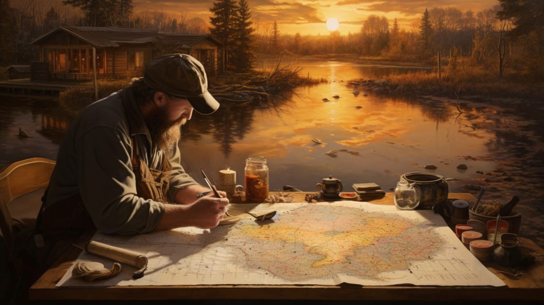 Man planning his float fishing trip