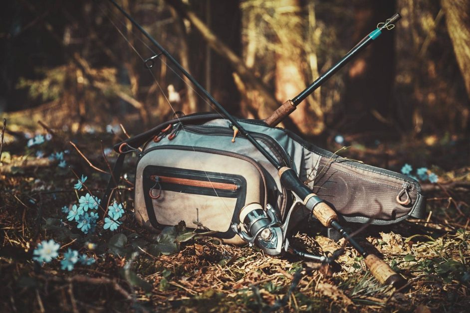 fly fishing gear ready for trout river fishing