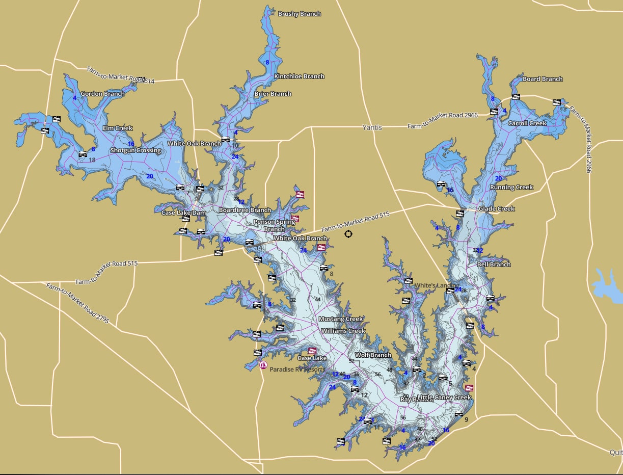 Lake fork fishing map