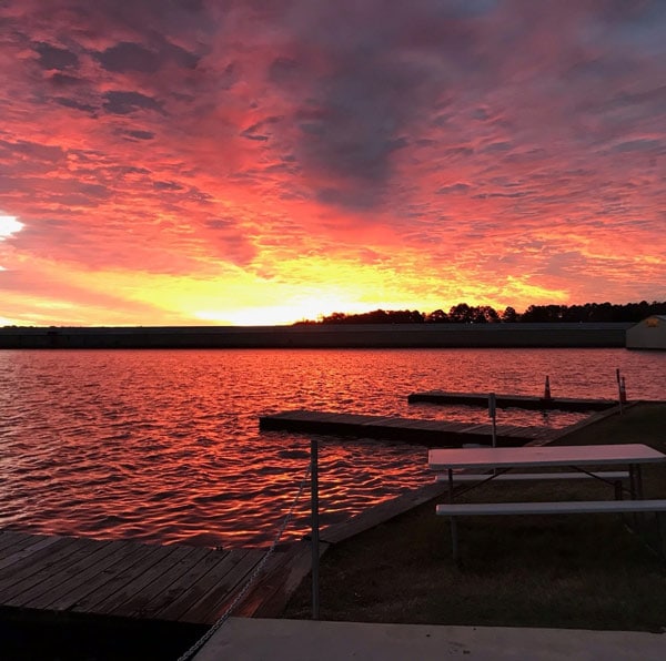 Sunset at Lake Palestine in texas