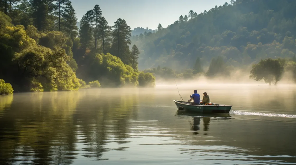 two anglers fishing for bass on Casitas Lake california