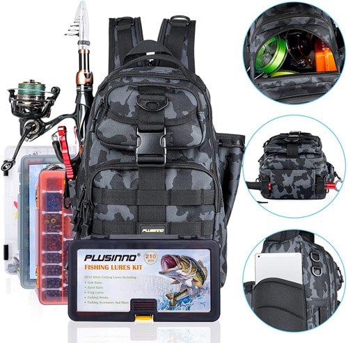 PLUSINNO Fishing Tackle Backpack Storage Bag Best Fishing Backpacks