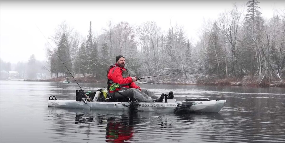 Winter kayak fishing