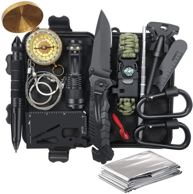 Gifts for Men Dad Husband Valentines Day Survival Kit Tool 14 in 1