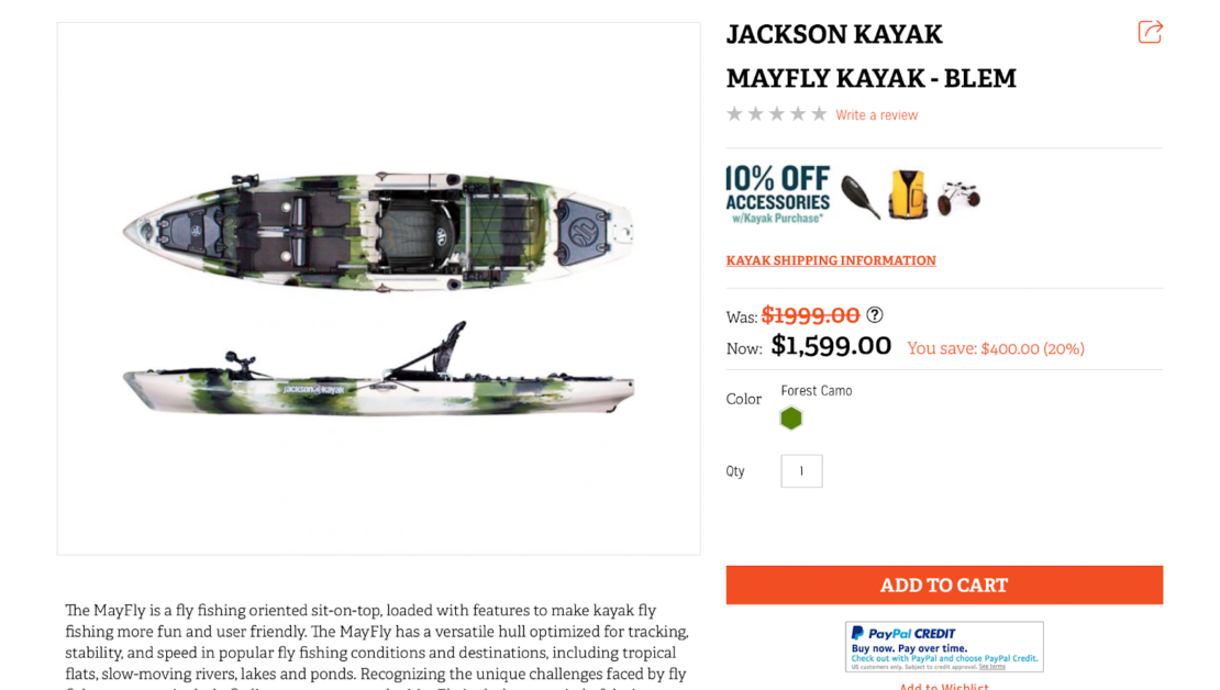 Jackson Mayfly fishing kayak