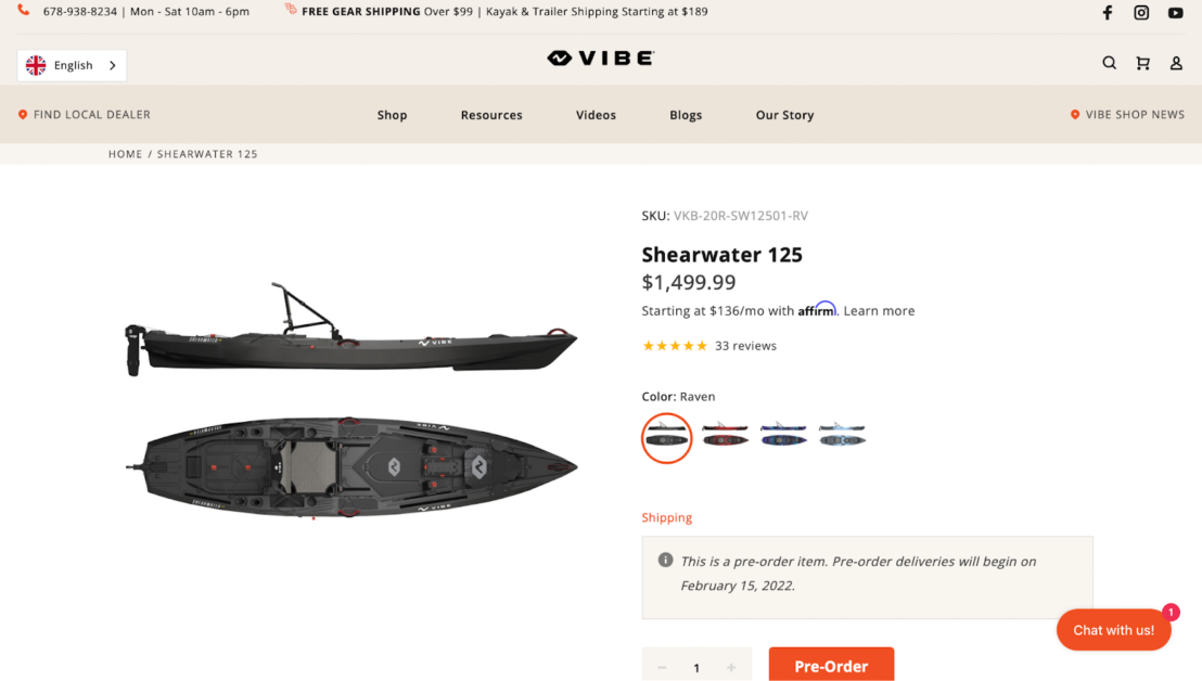 Vibe Kayaks Shearwater 125