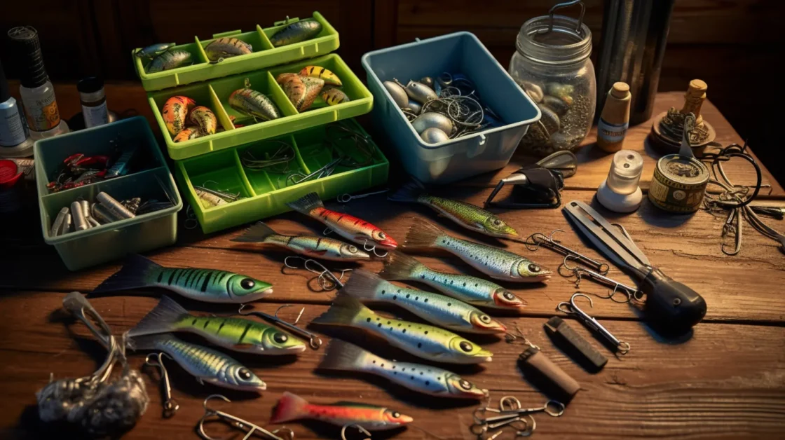 A selection of baits and lures needed for fishing